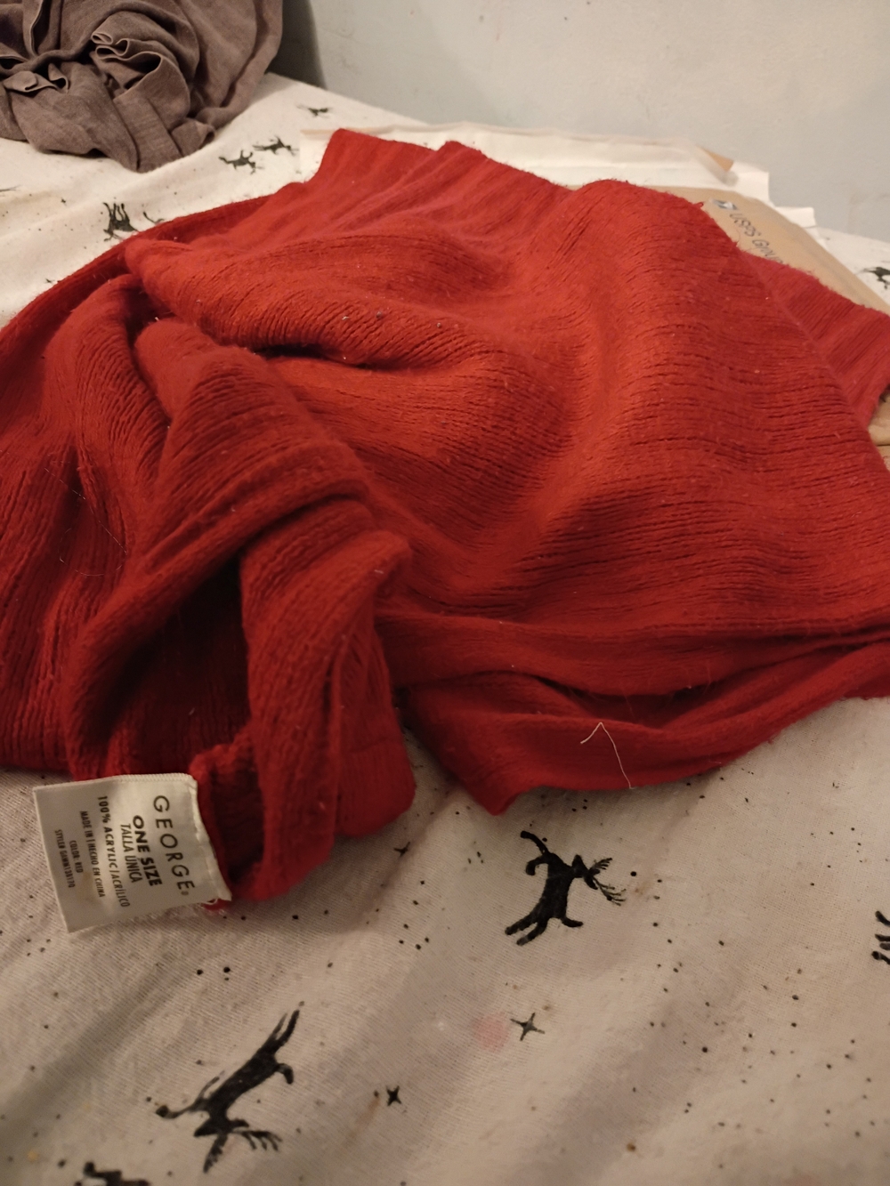 George Kids Red Ribbed Knit Scarf